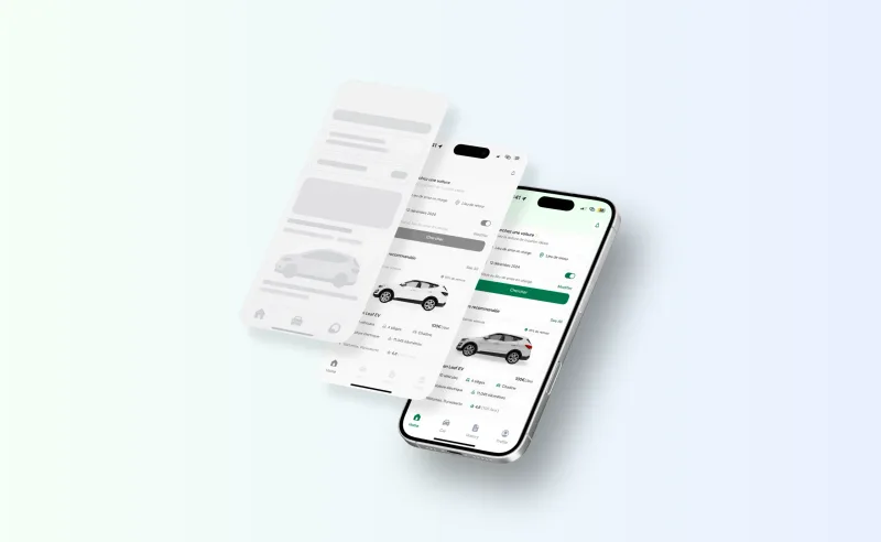 Interfaces mobiles d’une application de location de véhicules